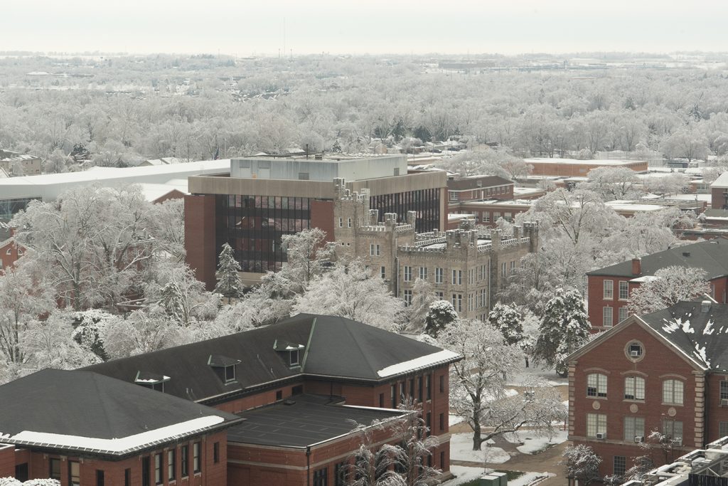 aerial view of ISU buildings